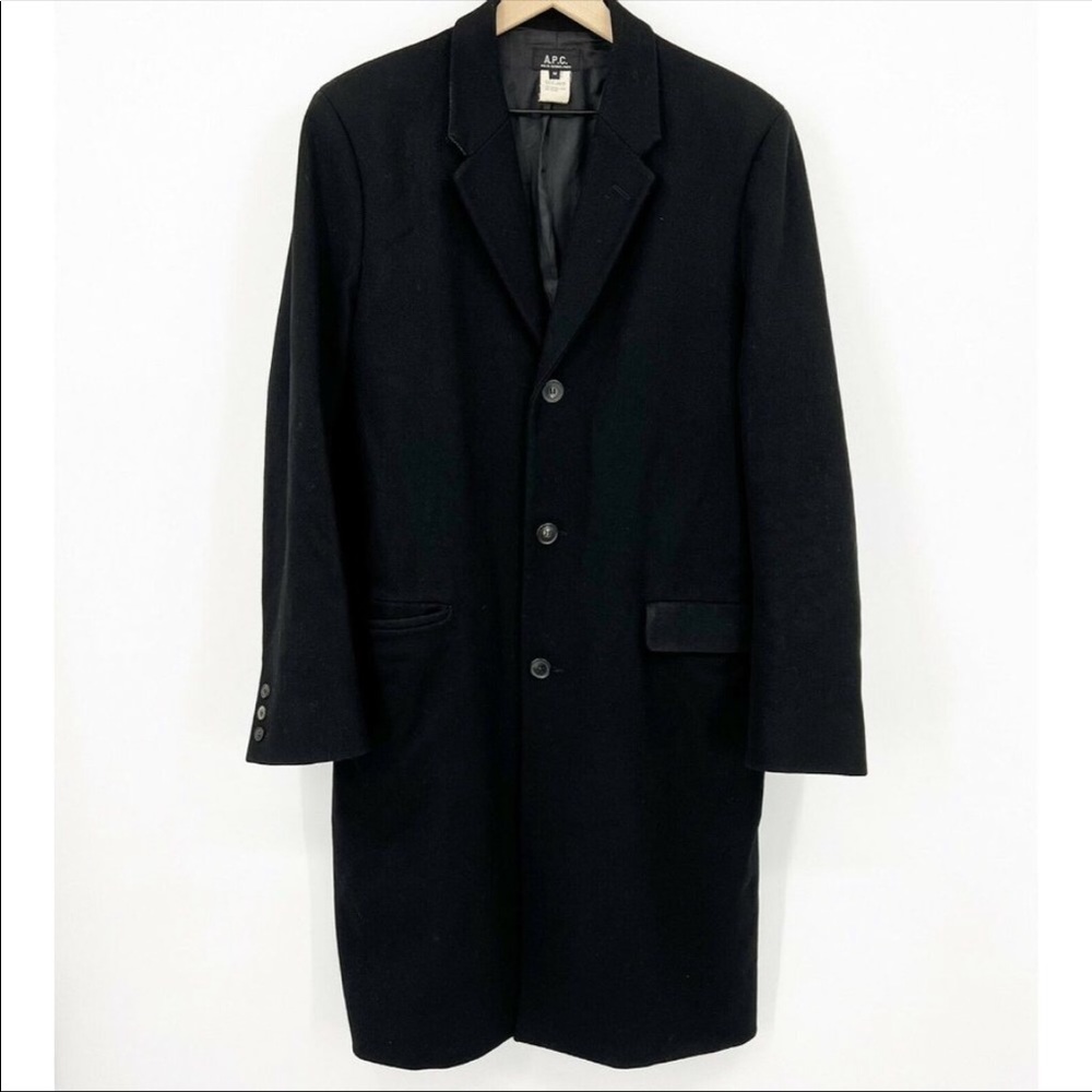 A.P.C. Black Wool Overcoat